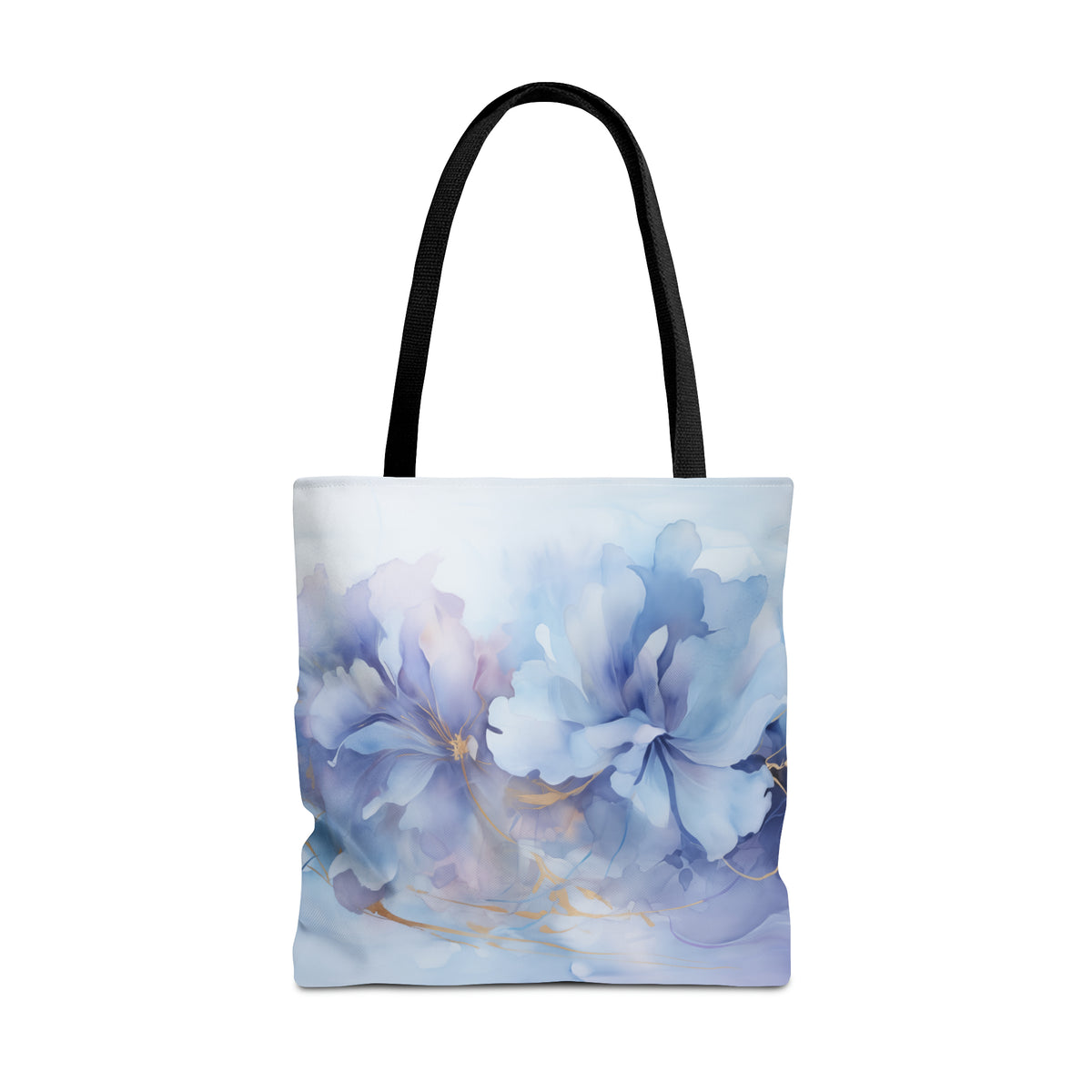 Ultramarine Blue, Payne's Gray, Pale Lavender, Watercolour, Gold Streaks, Marbled, Tote Bag (AOP)