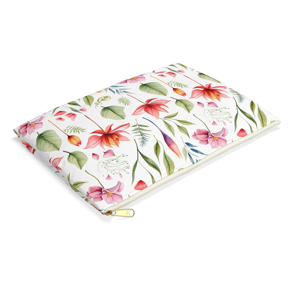 Red Botanicals Floral Pattern, Watercolour, Flowers, Accessory Pouch