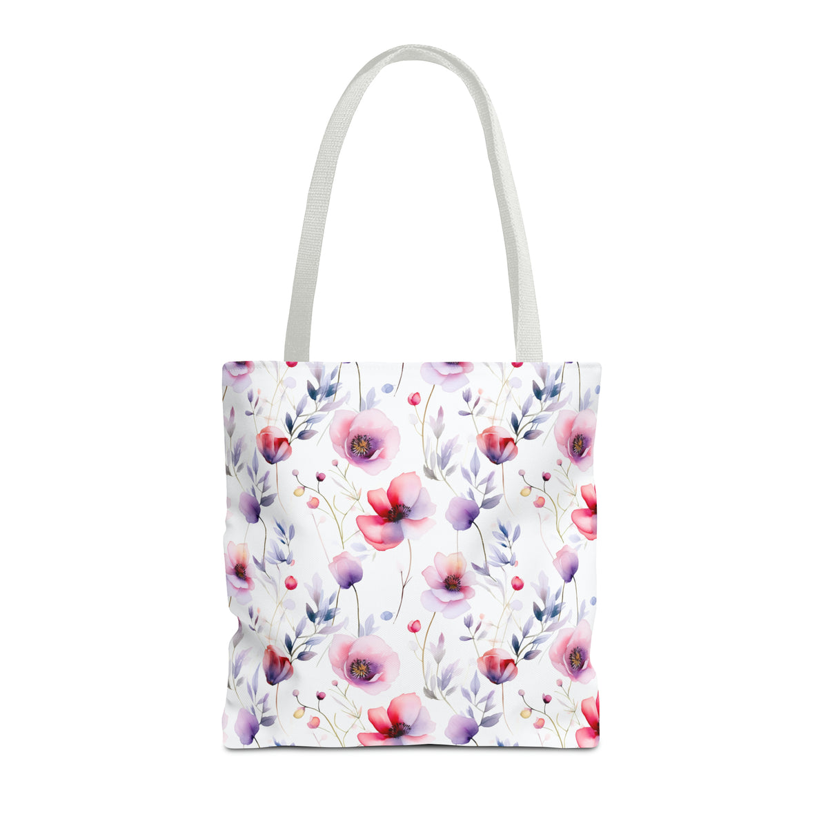 Colorful Floral Pattern, Watercolour, Flowers, Tote Bag (AOP)