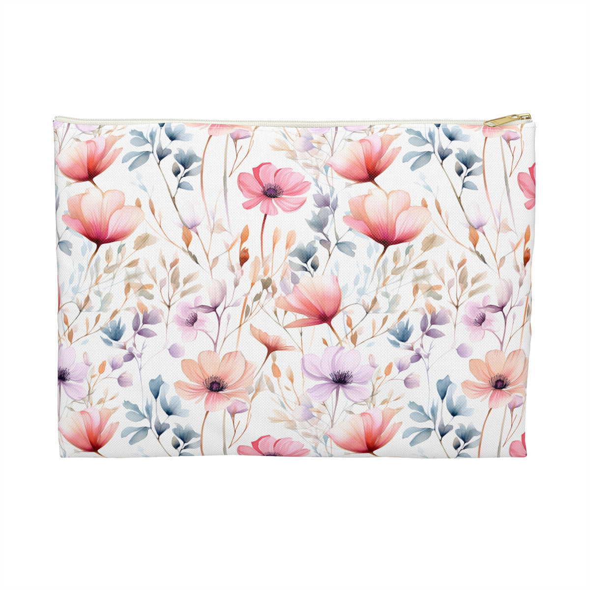 Colour Floral Pattern, Watercolour, Flowers, Accessory Pouch