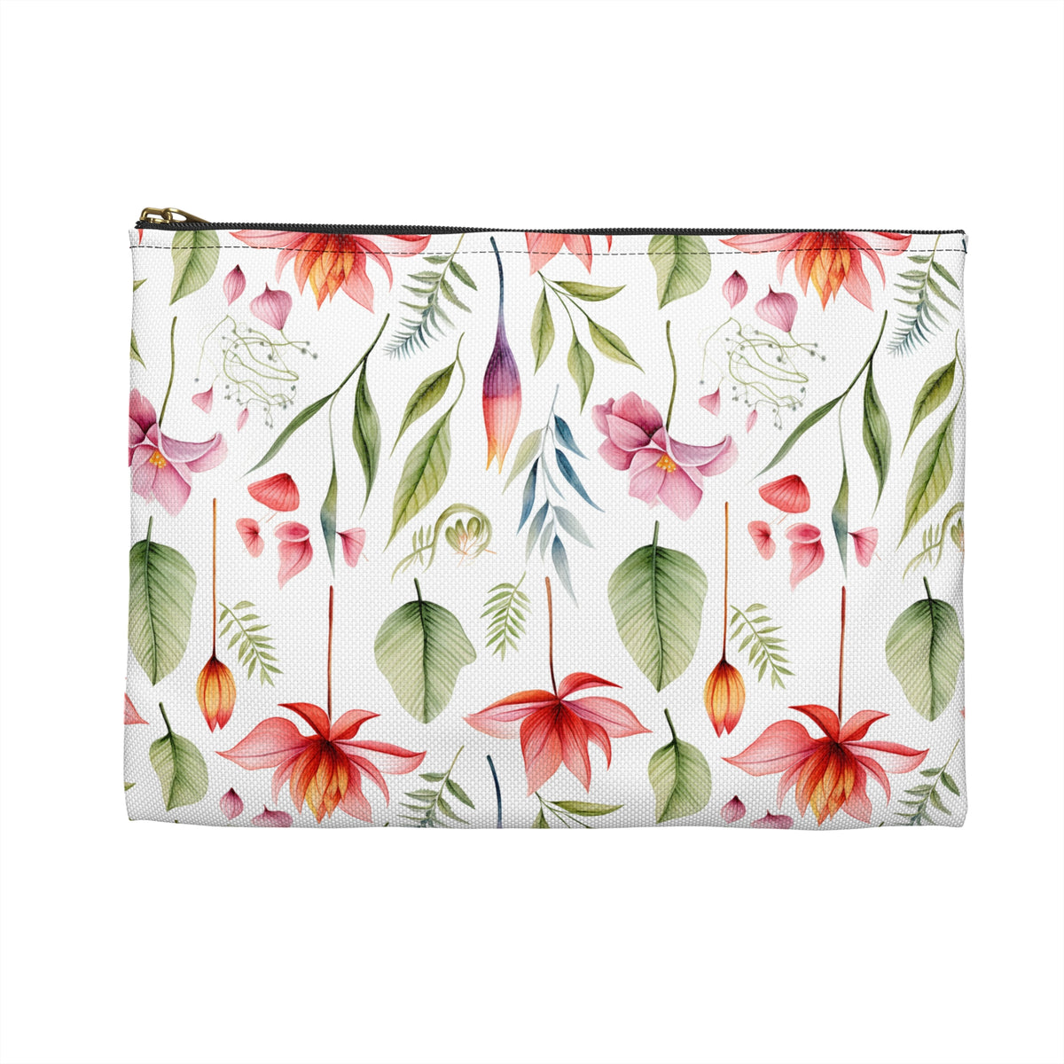 Red Botanicals Floral Pattern, Watercolour, Flowers, Accessory Pouch