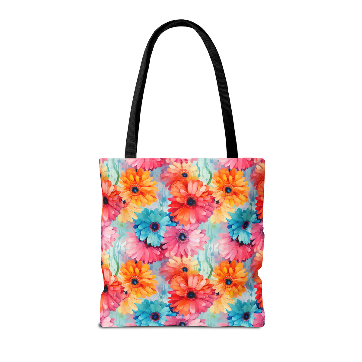 Colorful Gerberas Floral Pattern, Watercolour, Flowers, Tote Bag (AOP)