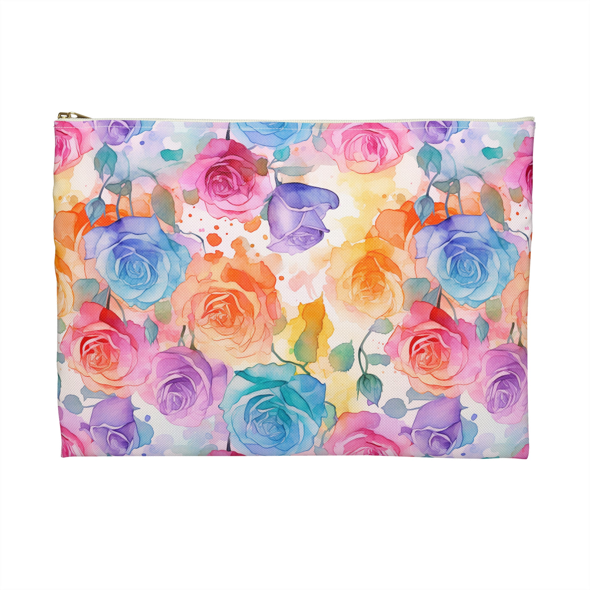 Colour Roses Floral Pattern, Watercolour, Flowers, Accessory Pouch