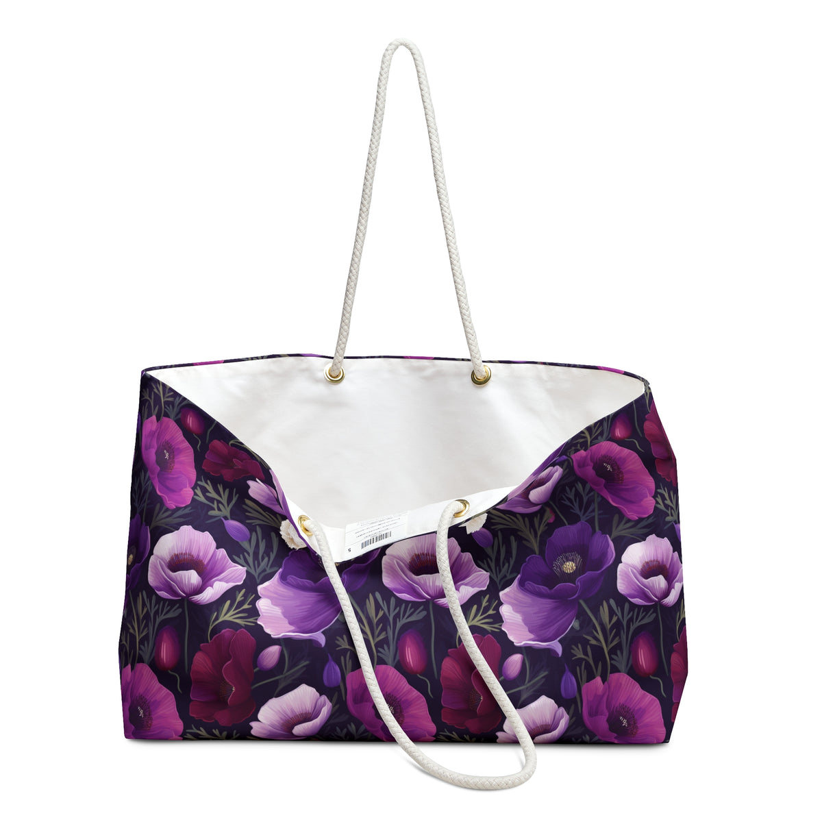 Purple Poppies Floral Pattern, Watercolour, Flowers, Weekender Tote Bag