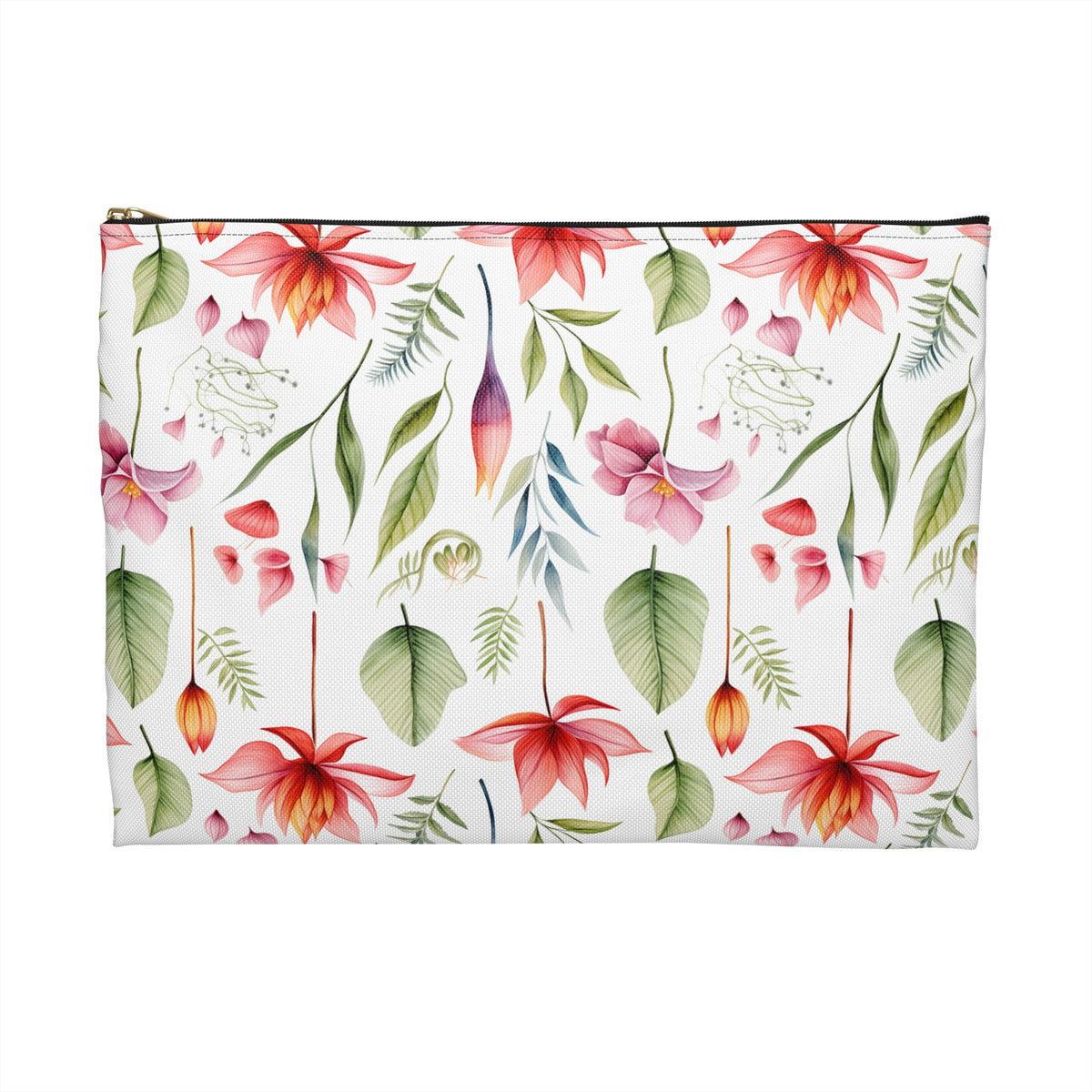 Red Botanicals Floral Pattern, Watercolour, Flowers, Accessory Pouch