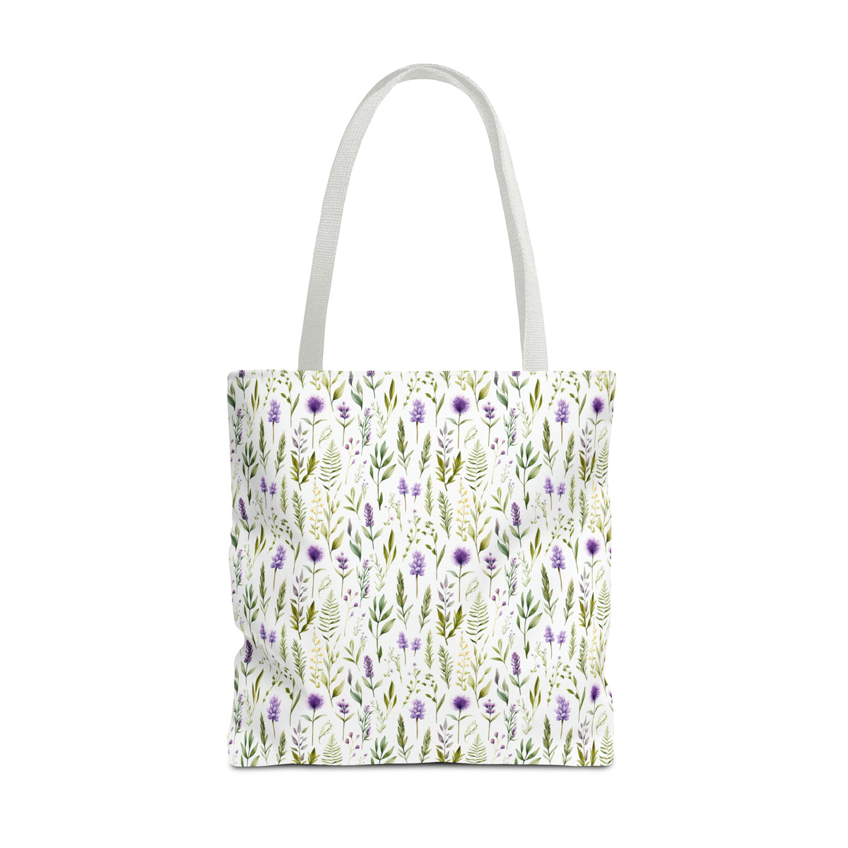 Purple Botanicals Floral Pattern, Watercolour, Flowers, Tote Bag (AOP)