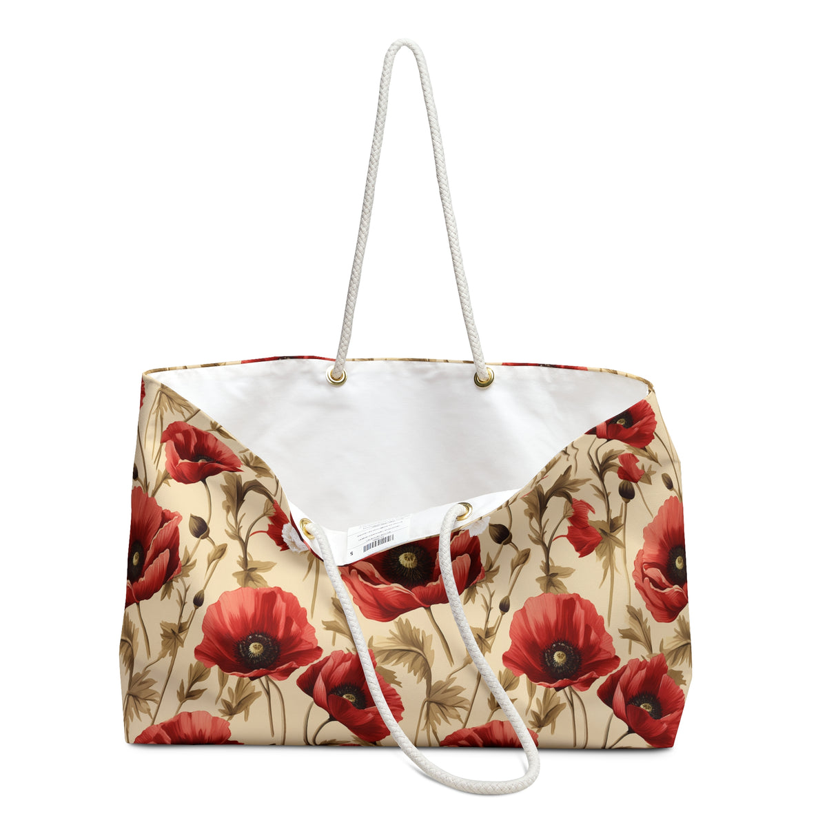 Red Poppies Floral Pattern, Watercolour, Flowers, Weekender Tote Bag