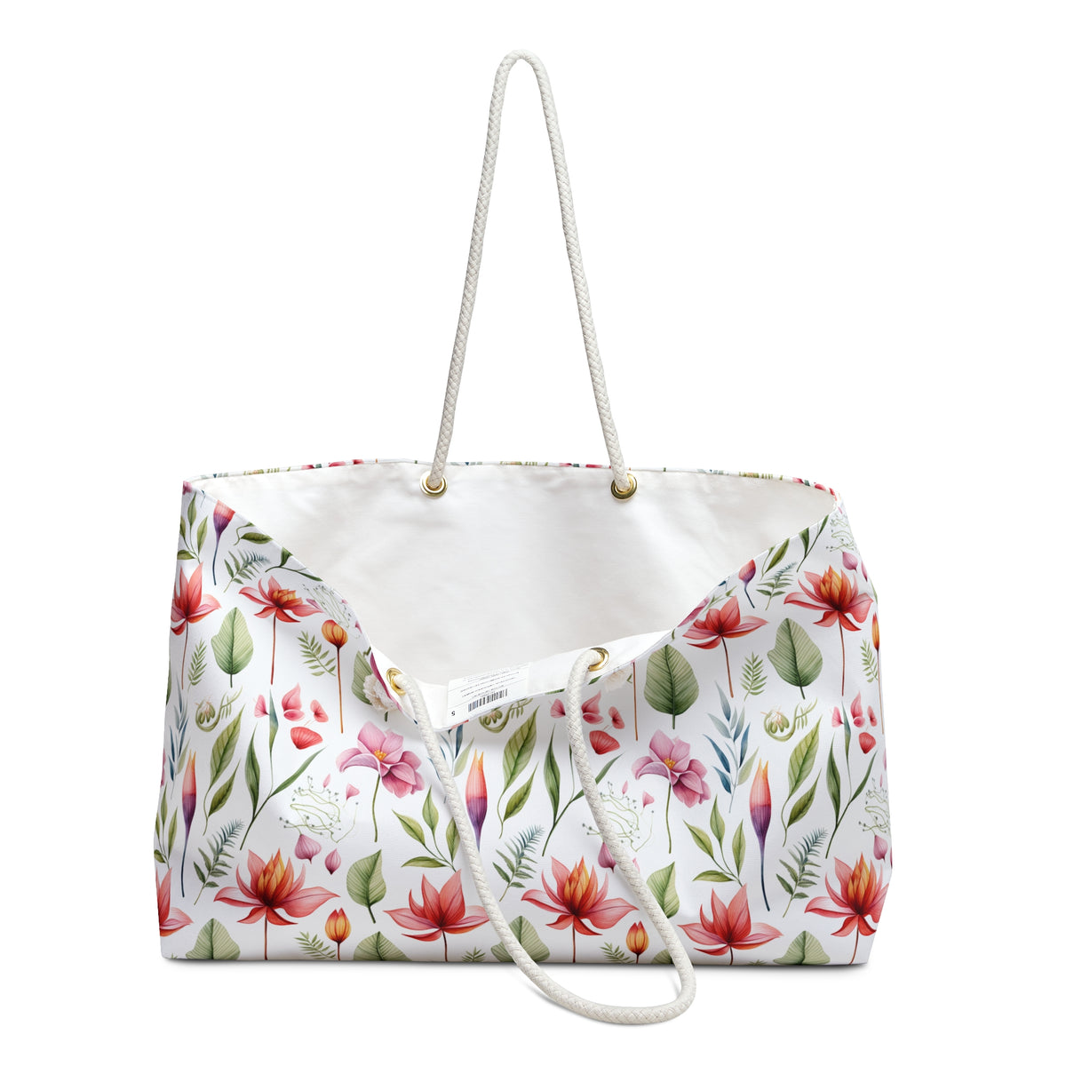 Red Botanicals Floral Pattern, Watercolour, Flowers, Weekender Tote Bag