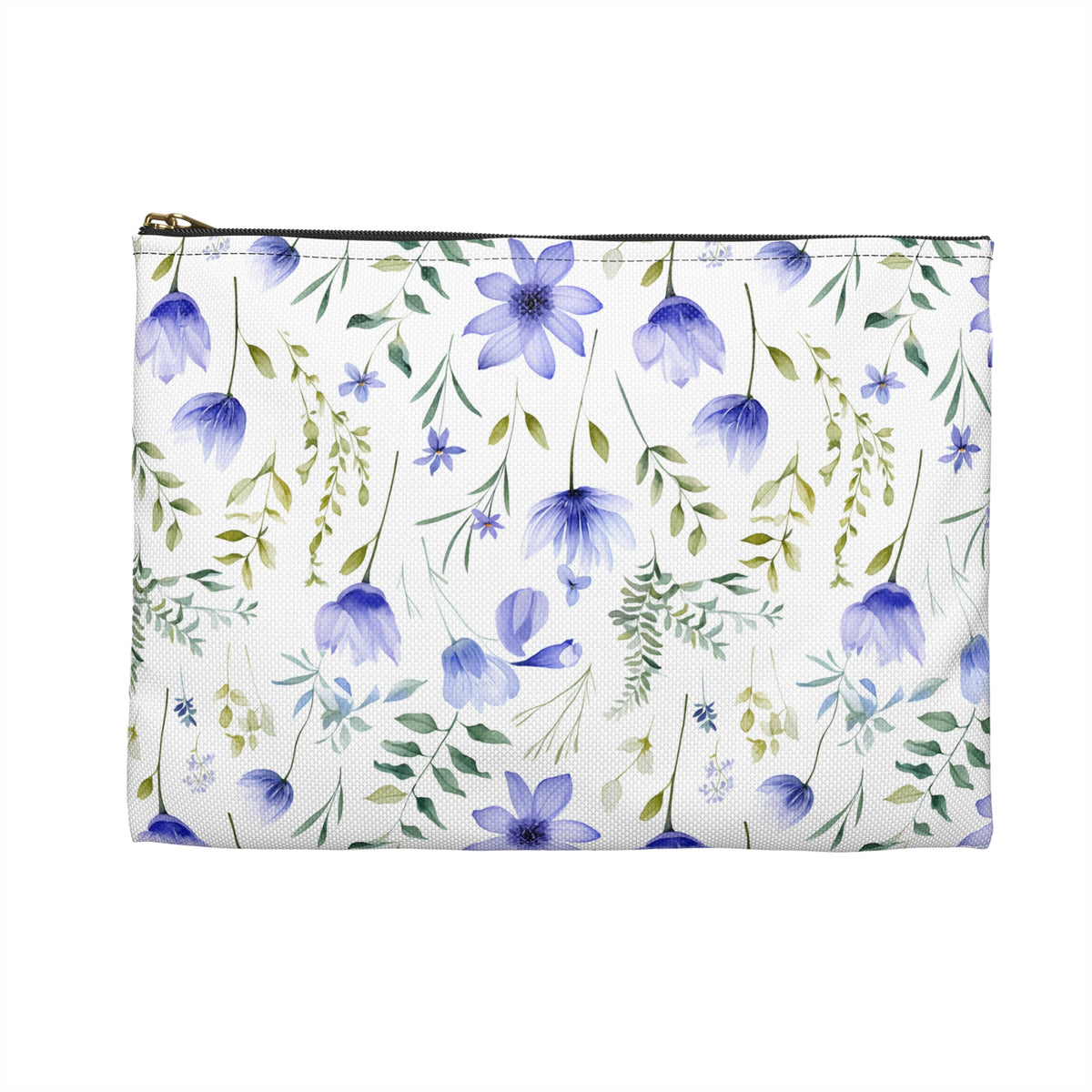 Blue Botanicals Floral Pattern, Watercolour, Flowers, Accessory Pouch