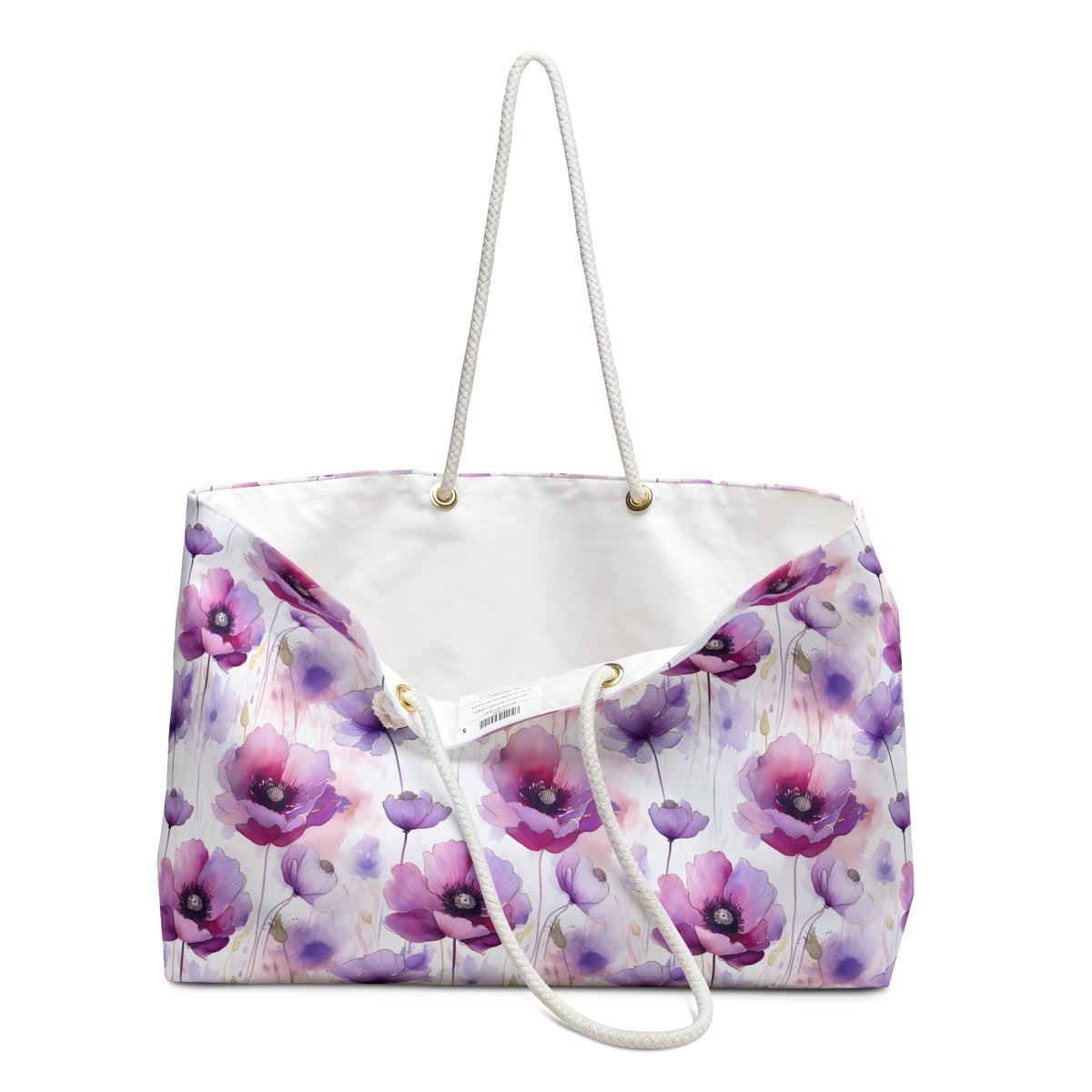 Purple Poppies Floral Pattern, Watercolour, Flowers, Weekender Tote Bag