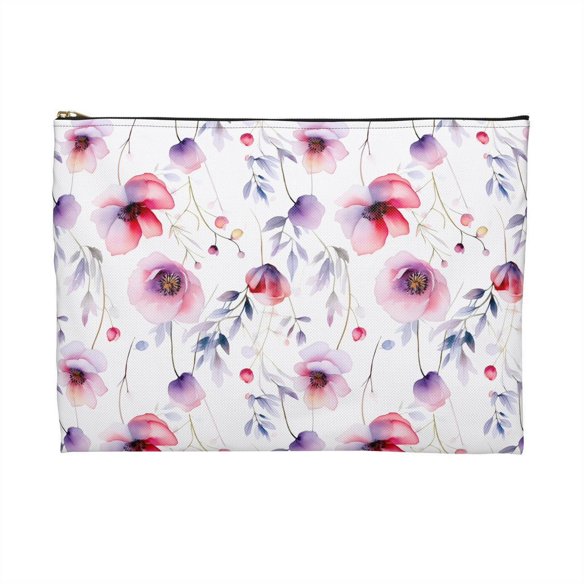 Colour Floral Pattern, Watercolour, Flowers, Accessory Pouch