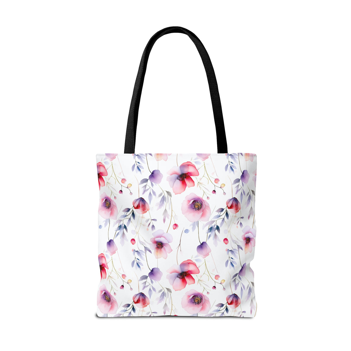 Colorful Floral Pattern, Watercolour, Flowers, Tote Bag (AOP)