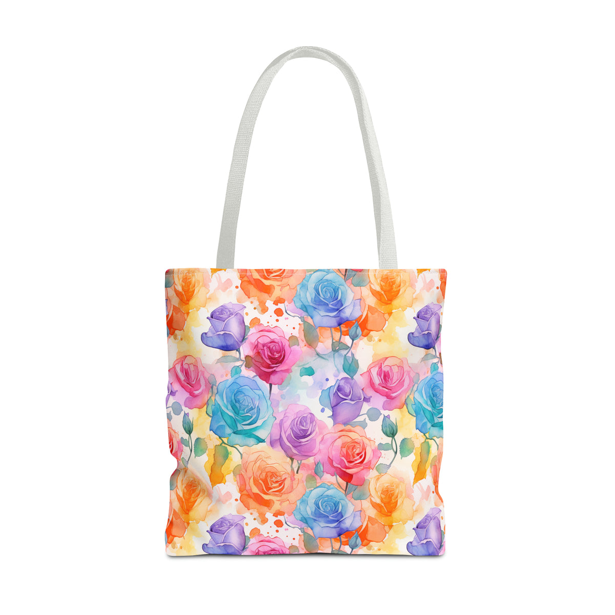 Colorful Roses Floral Pattern, Watercolour, Flowers, Tote Bag (AOP)