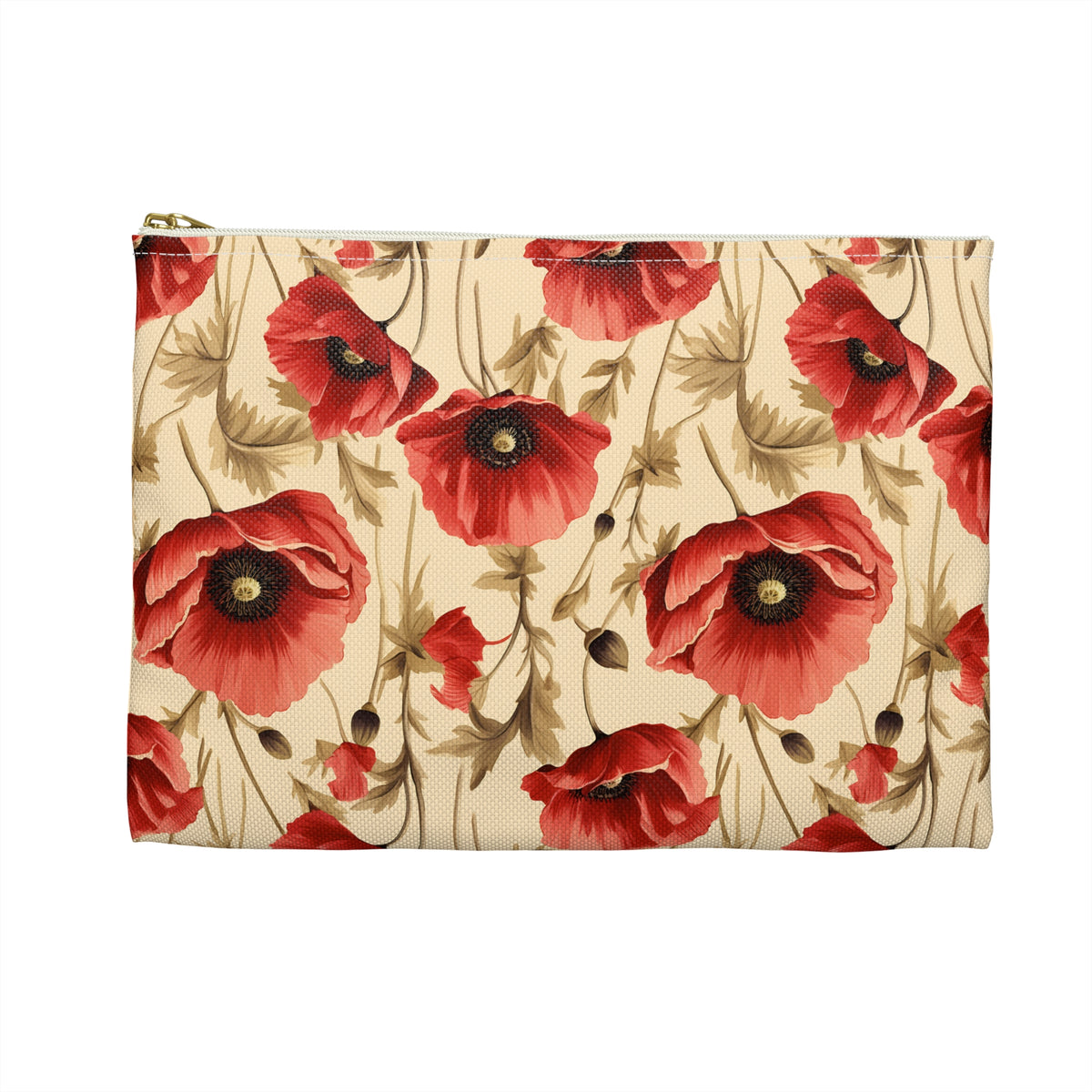 Red Poppies Floral Pattern, Watercolour, Flowers, Accessory Pouch