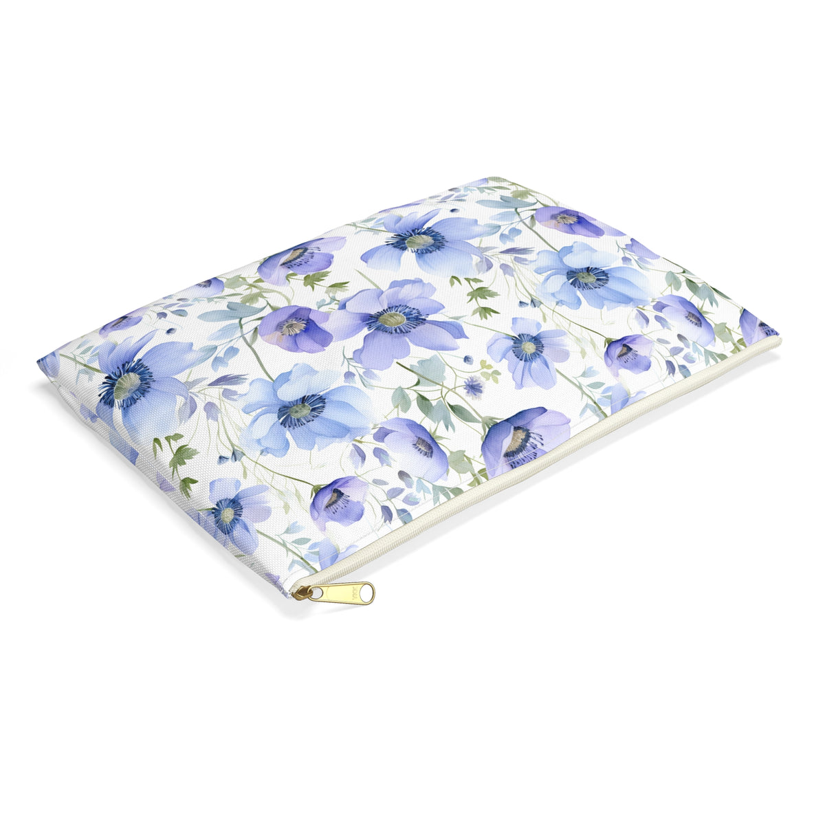 Blue Floral Pattern, Watercolour, Flowers, Accessory Pouch