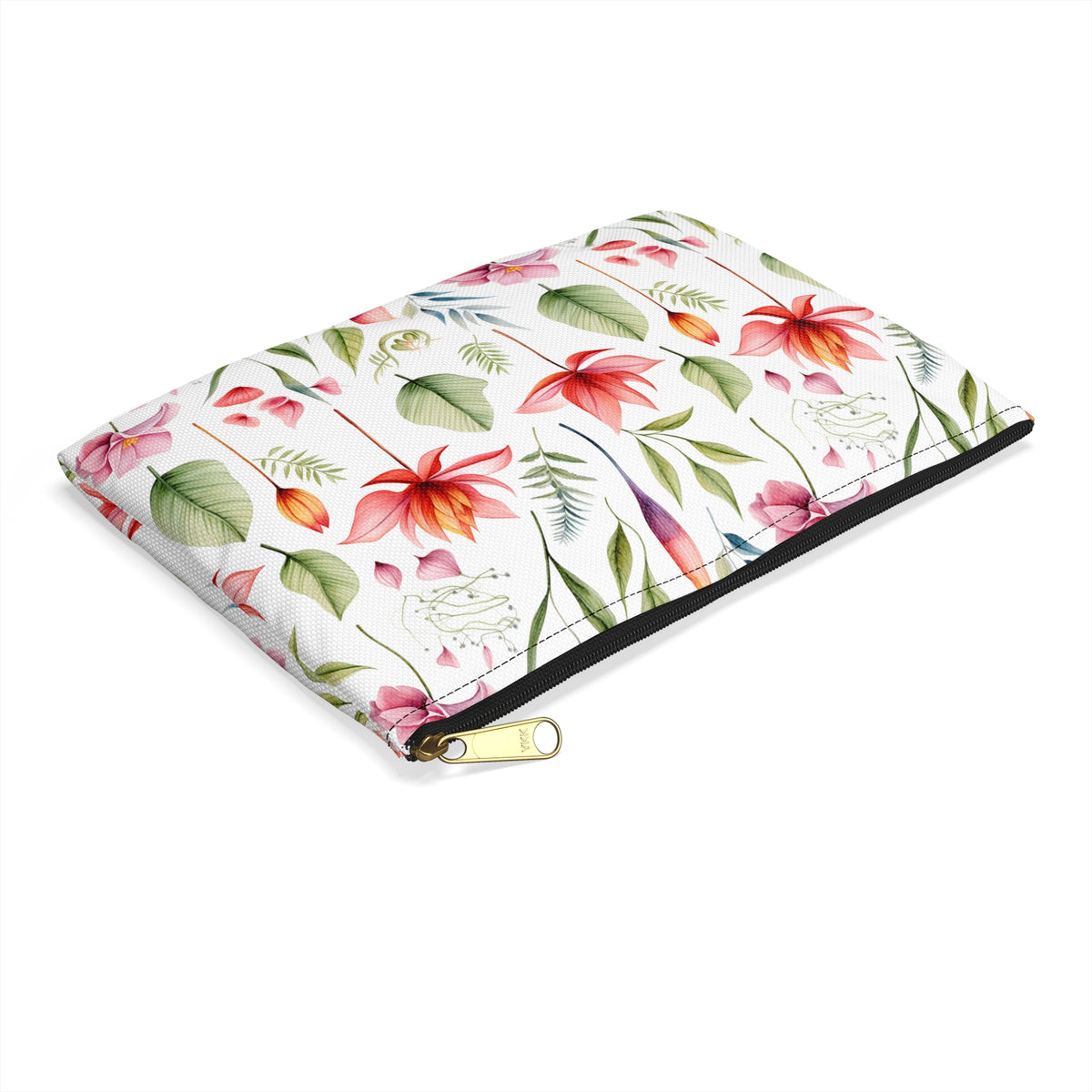 Red Botanicals Floral Pattern, Watercolour, Flowers, Accessory Pouch