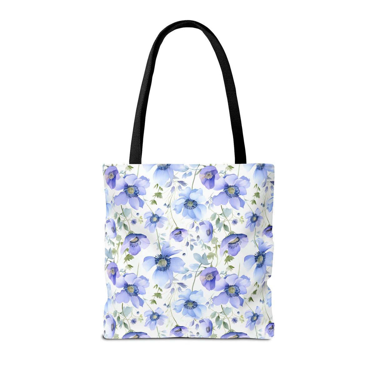 Blue Floral Pattern, Watercolour, Flowers, Tote Bag (AOP)