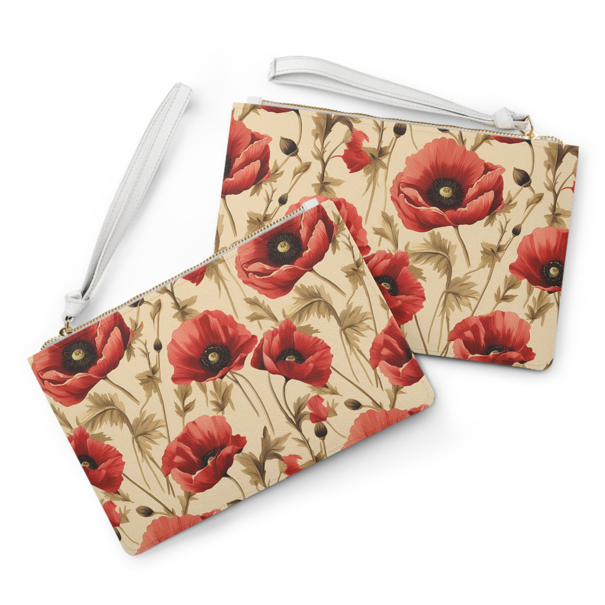 Red Poppies Floral Pattern, Watercolour, Flowers, Clutch Bag