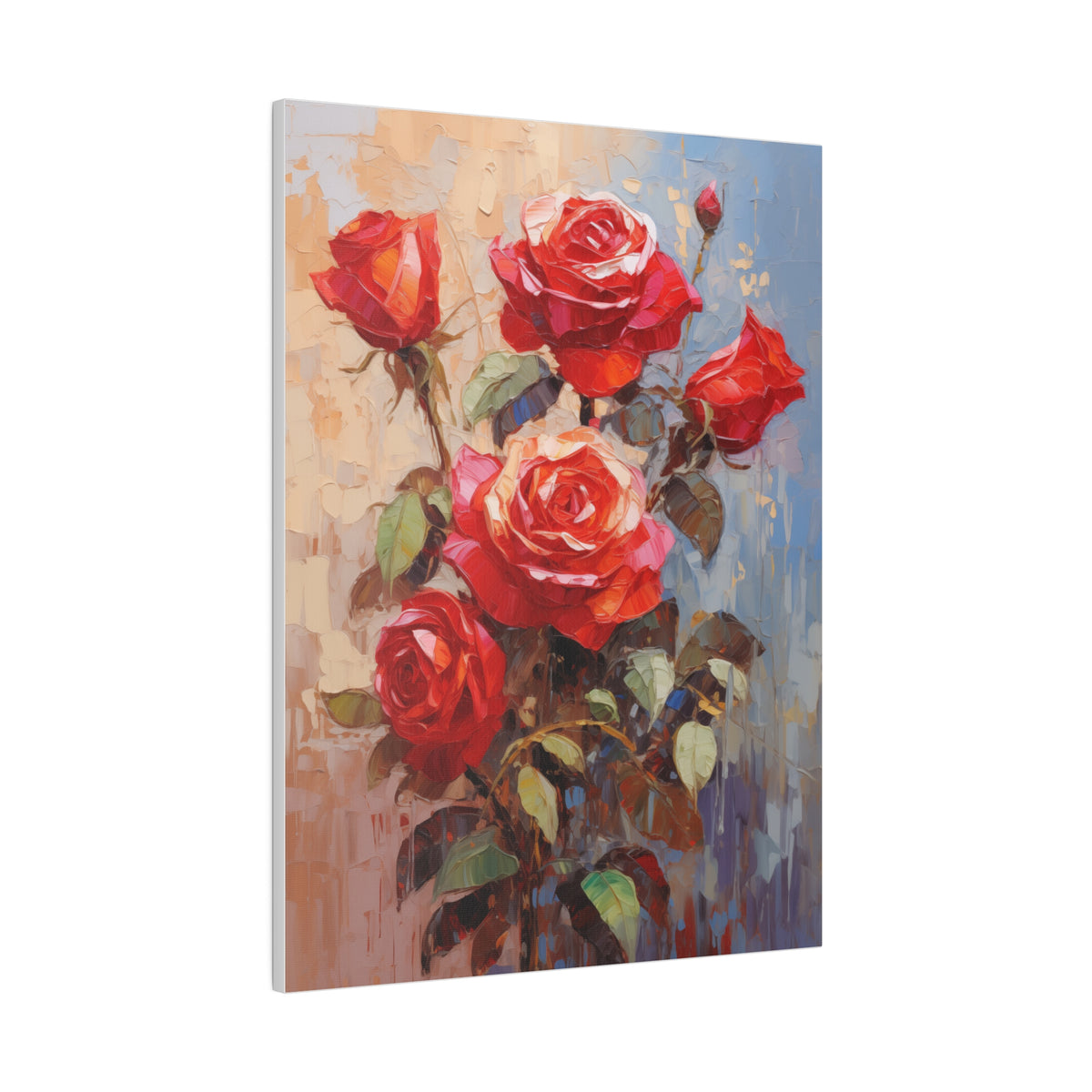 Red Rose Flower, Oil Painting, Matte Canvas, Stretched, 0.75"