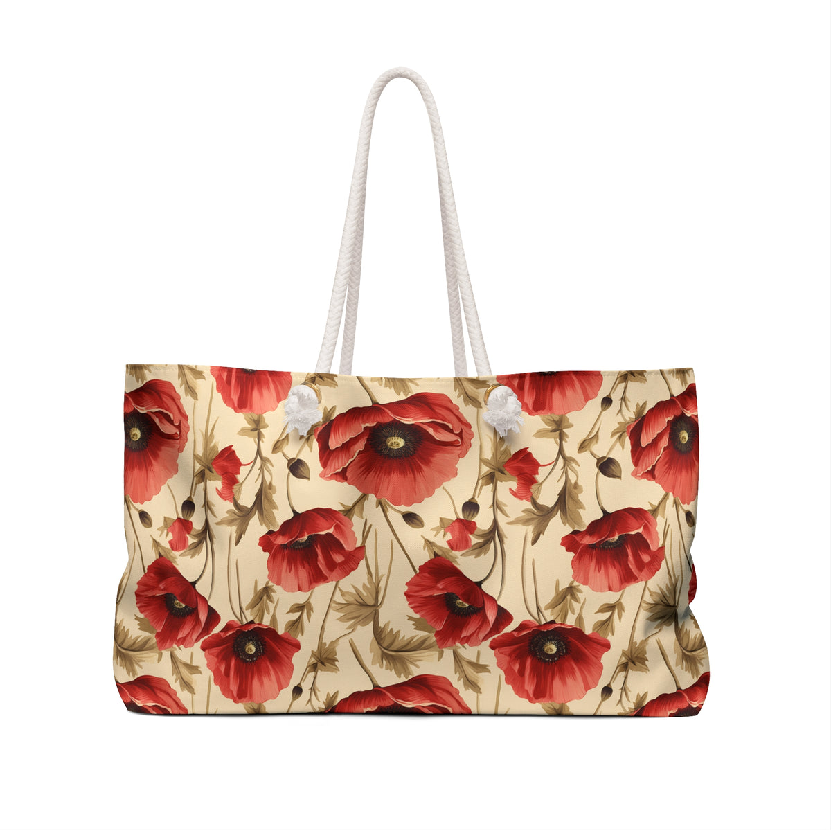 Red Poppies Floral Pattern, Watercolour, Flowers, Weekender Tote Bag