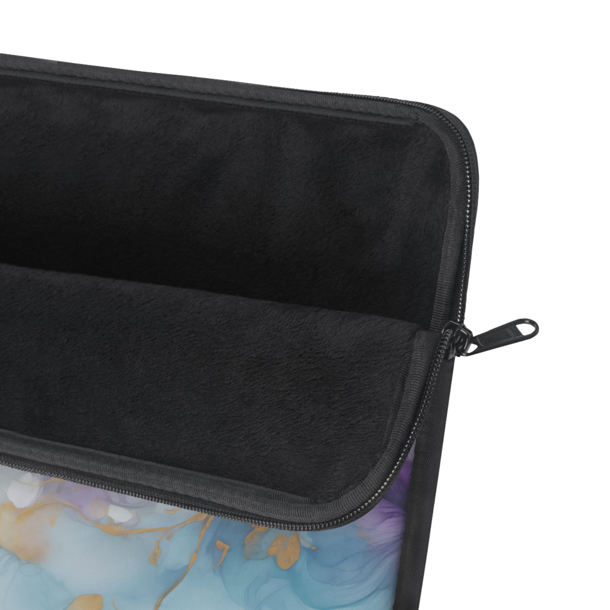 Orchid Purple, Teal Blue, Watercolour, Gold Streaks, Marbled, Laptop Sleeve