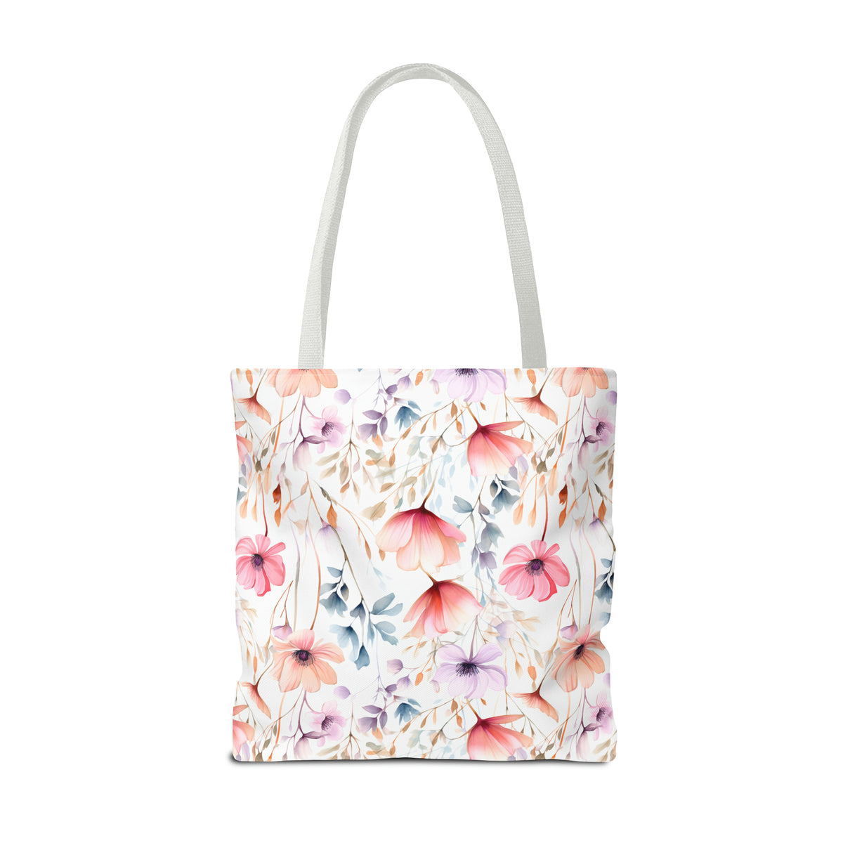 Colorful Floral Pattern, Watercolour, Flowers, Tote Bag (AOP)