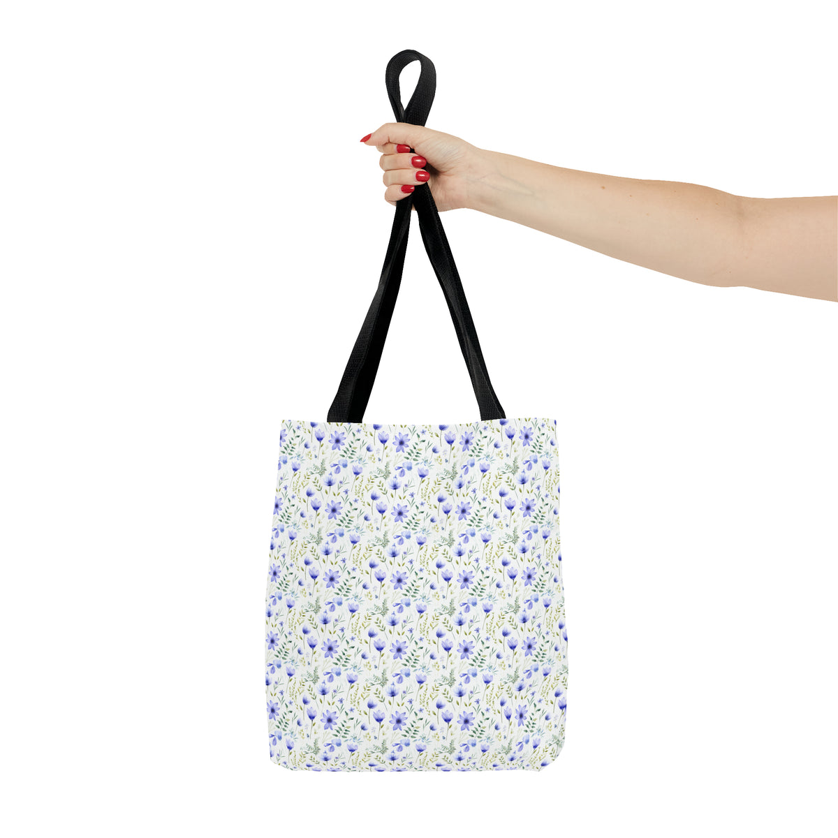 Blue Botanicals Floral Pattern, Watercolour, Flowers, Tote Bag (AOP)