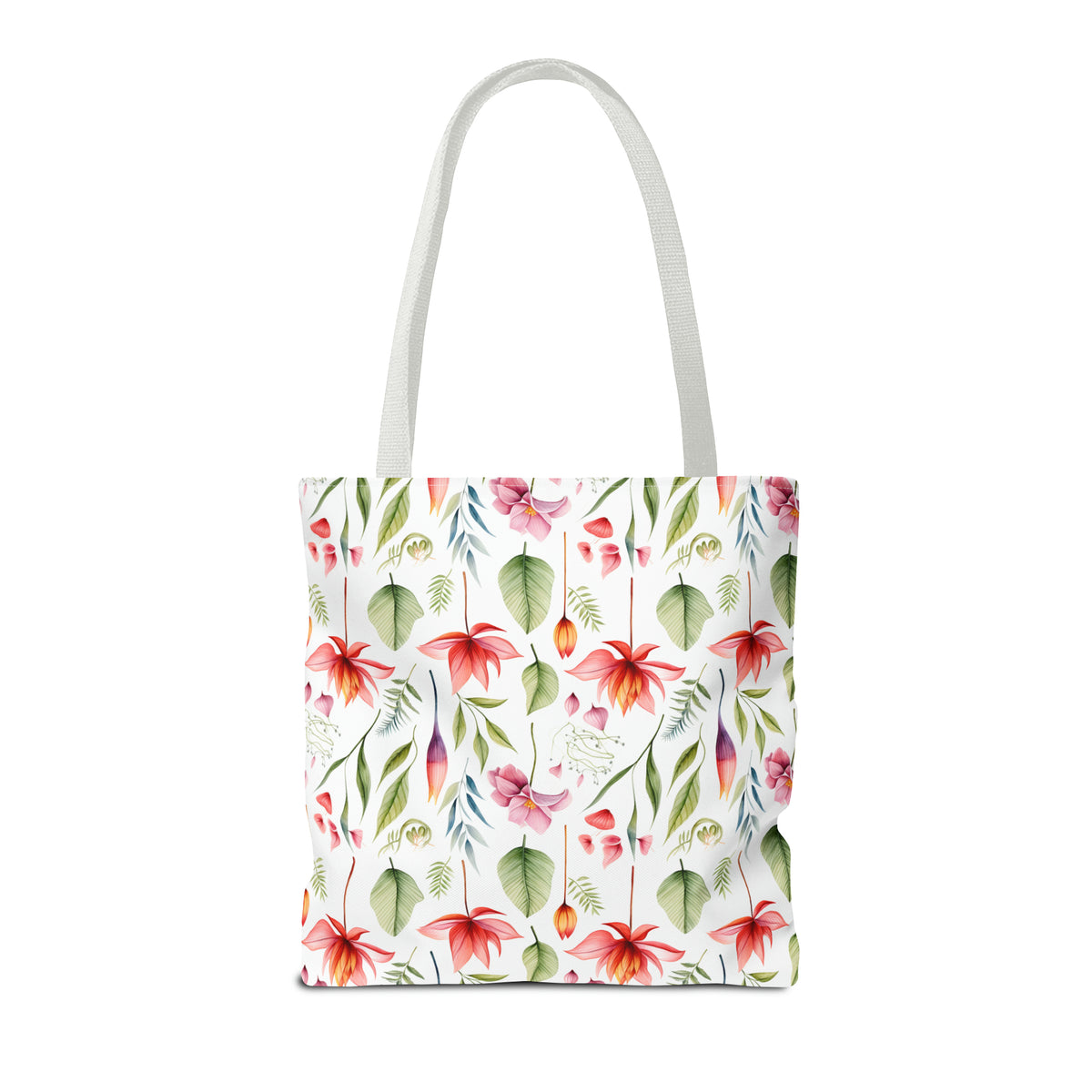 Red Botanicals Floral Pattern, Watercolour, Flowers, Tote Bag (AOP)