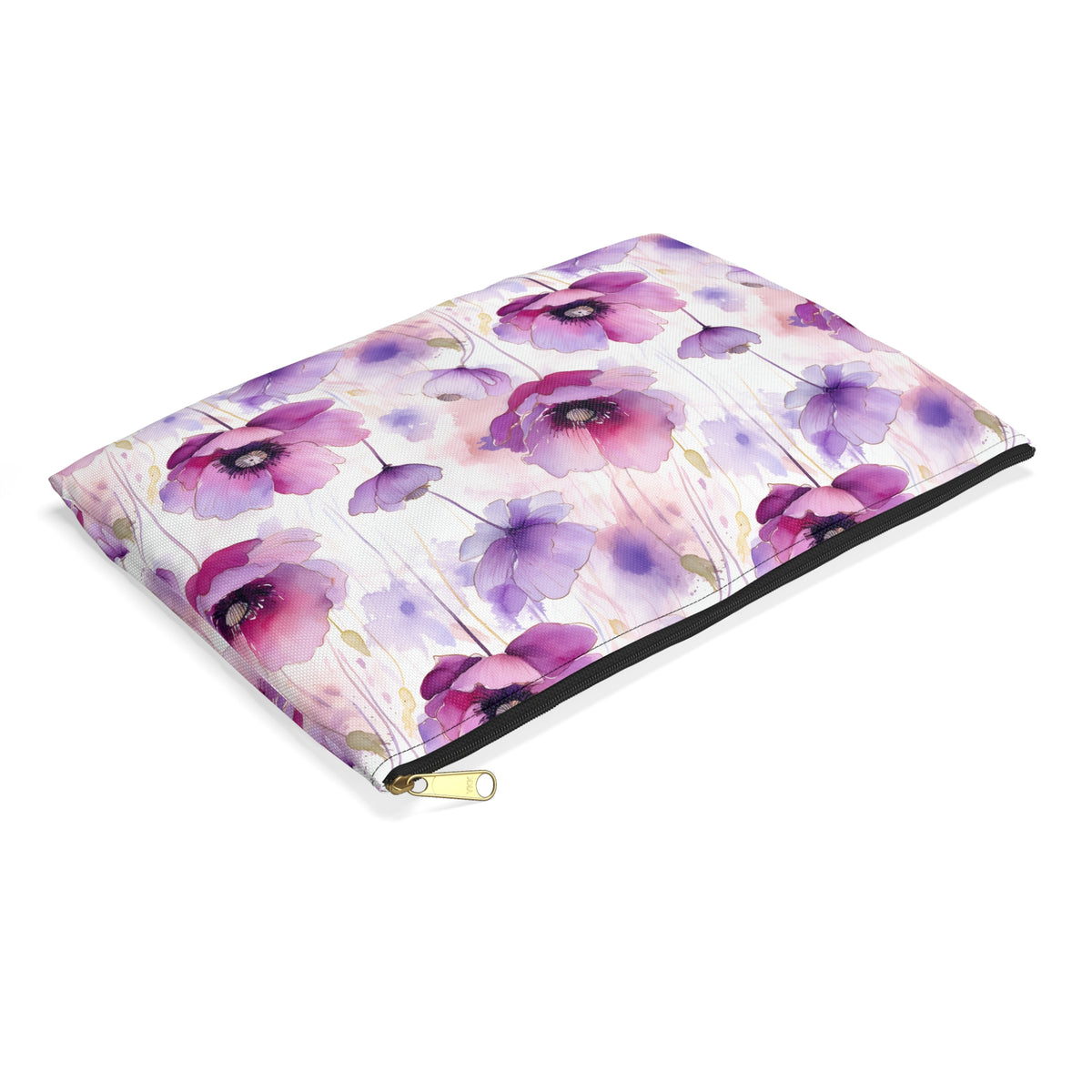 Purple Poppies Floral Pattern, Watercolour, Flowers, Accessory Pouch