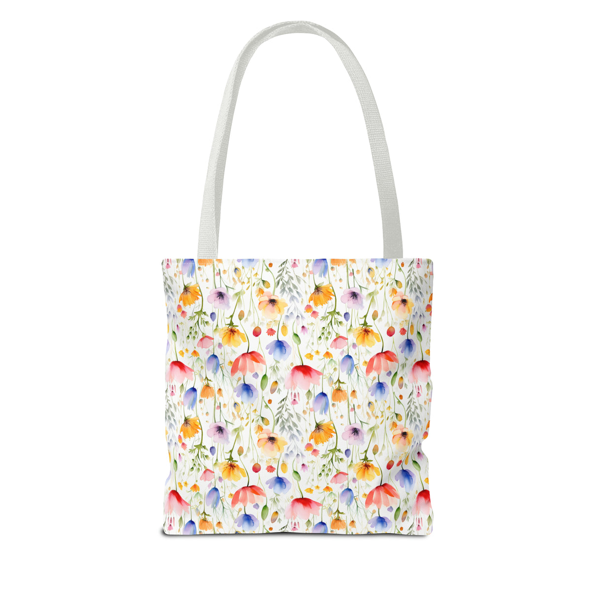 Colorful Floral Pattern, Watercolour, Flowers, Tote Bag (AOP)