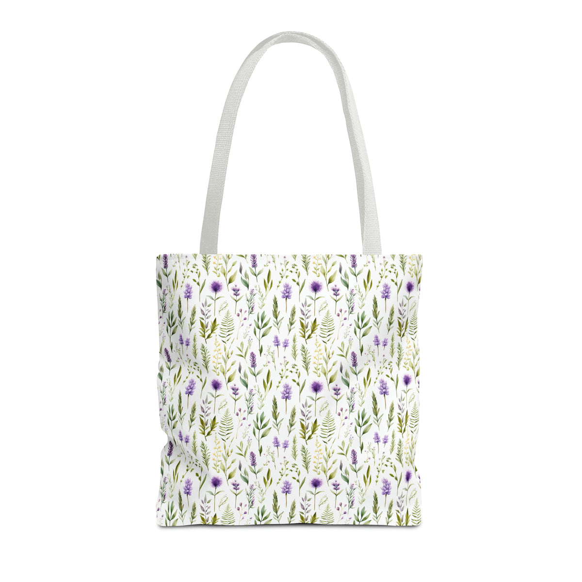 Purple Botanicals Floral Pattern, Watercolour, Flowers, Tote Bag (AOP)