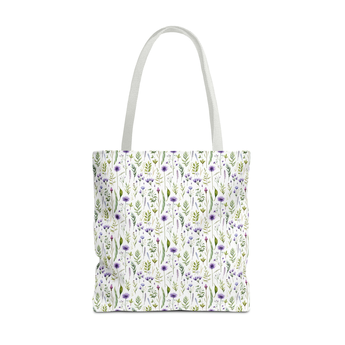 Purple Botanicals Floral Pattern, Watercolour, Flowers, Tote Bag (AOP)