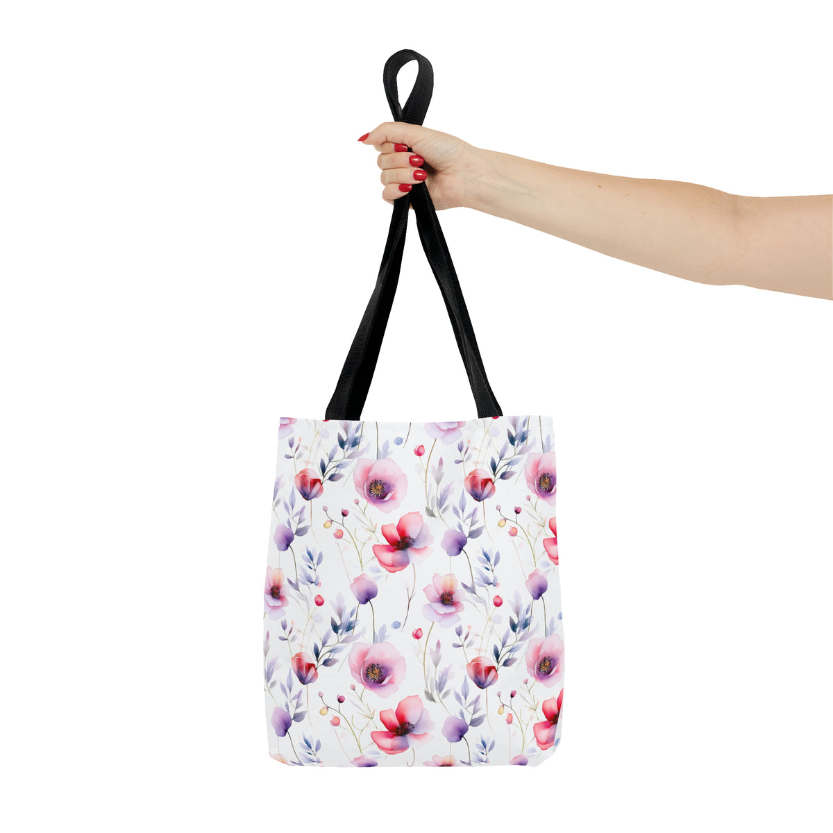 Colorful Floral Pattern, Watercolour, Flowers, Tote Bag (AOP)