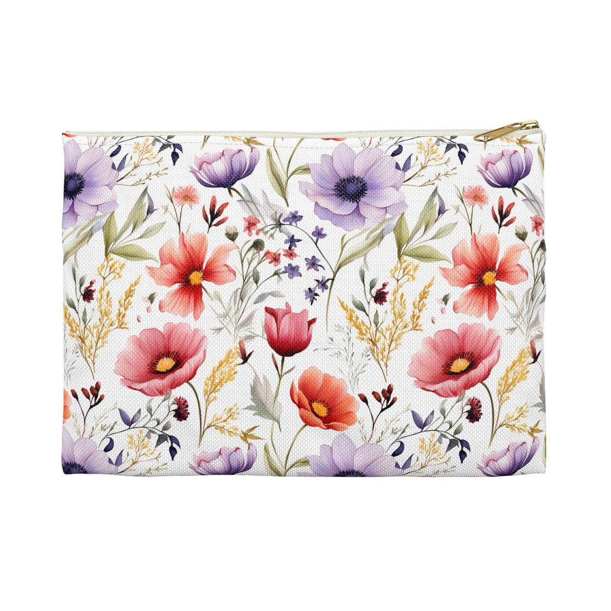 Colour Floral Pattern, Watercolour, Flowers, Accessory Pouch