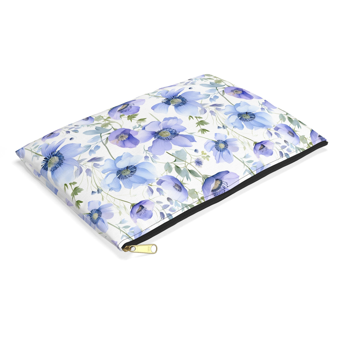 Blue Floral Pattern, Watercolour, Flowers, Accessory Pouch