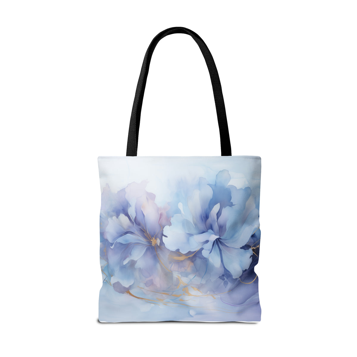 Ultramarine Blue, Payne's Gray, Pale Lavender, Watercolour, Gold Streaks, Marbled, Tote Bag (AOP)