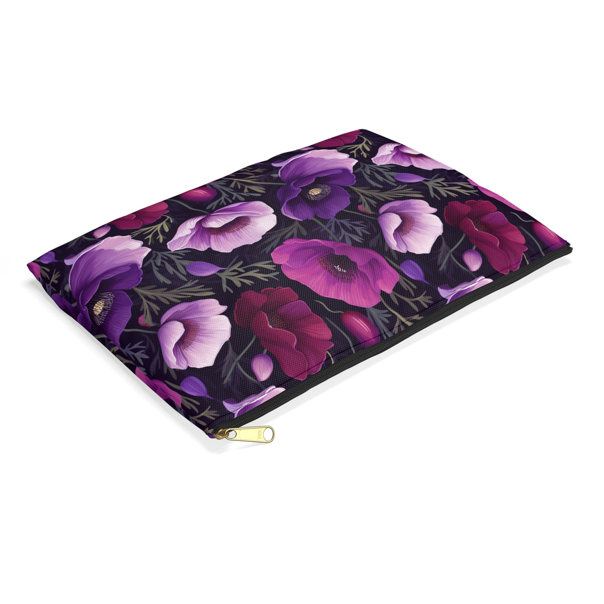 Purple Poppies Floral Pattern, Watercolour, Flowers, Accessory Pouch