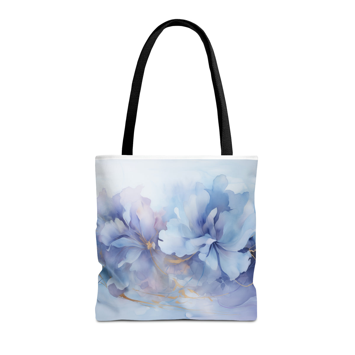 Ultramarine Blue, Payne's Gray, Pale Lavender, Watercolour, Gold Streaks, Marbled, Tote Bag (AOP)