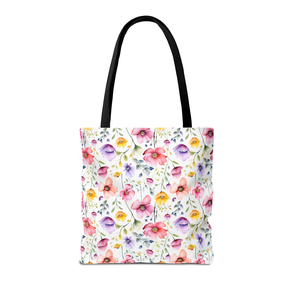 Colorful Floral Pattern, Watercolour, Flowers, Tote Bag (AOP)