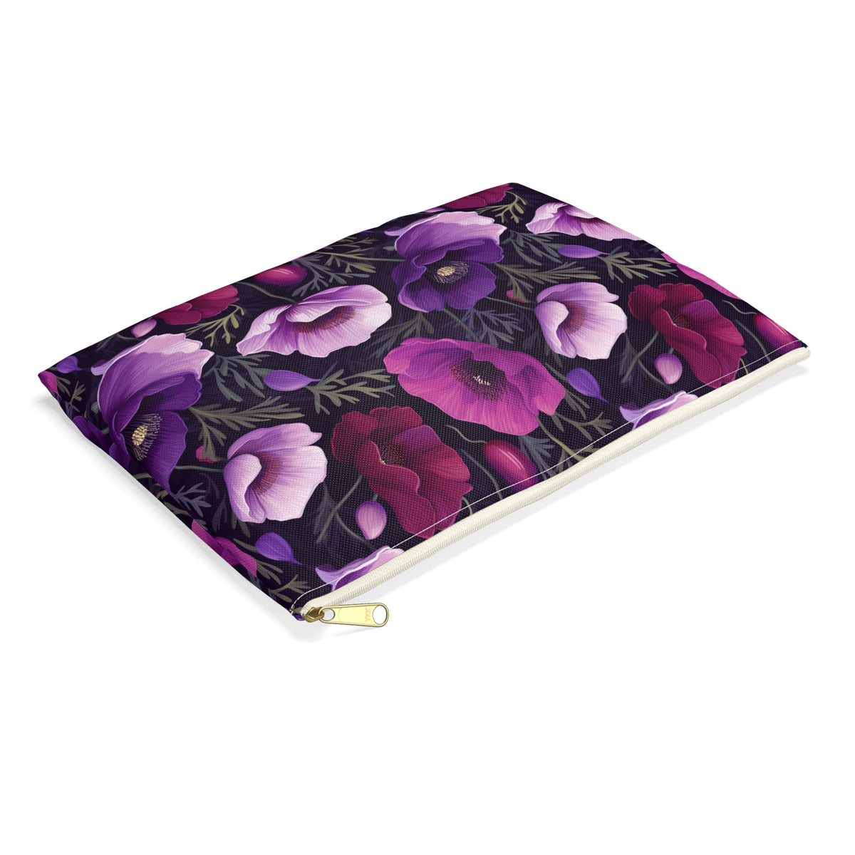 Purple Poppies Floral Pattern, Watercolour, Flowers, Accessory Pouch