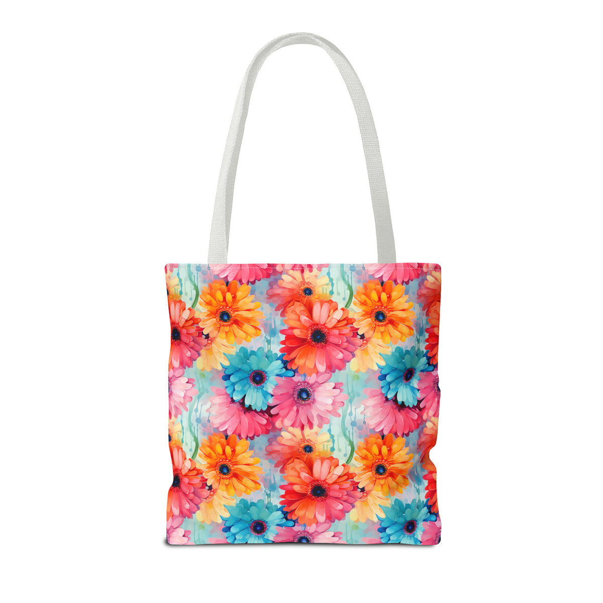 Colorful Gerberas Floral Pattern, Watercolour, Flowers, Tote Bag (AOP)