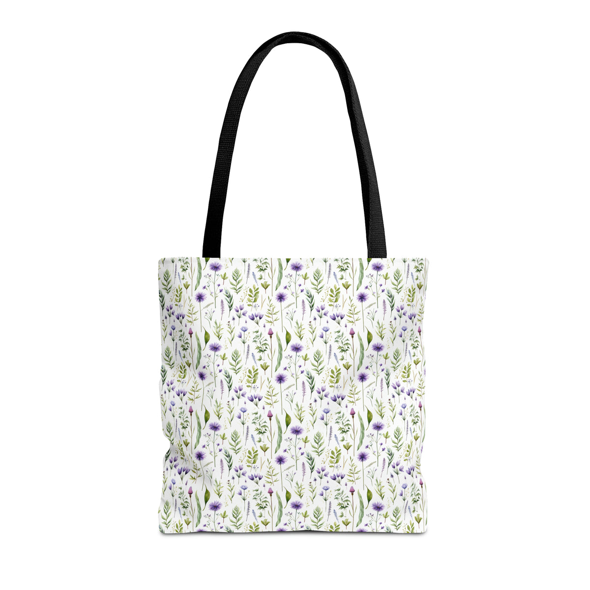 Purple Botanicals Floral Pattern, Watercolour, Flowers, Tote Bag (AOP)