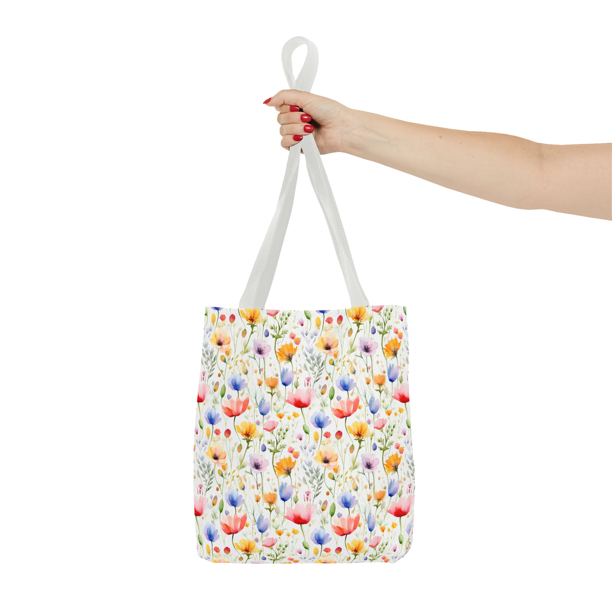 Colorful Floral Pattern, Watercolour, Flowers, Tote Bag (AOP)