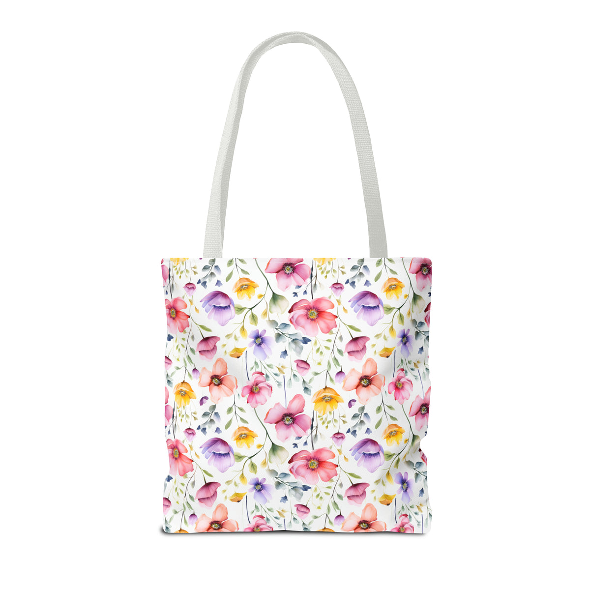 Colorful Floral Pattern, Watercolour, Flowers, Tote Bag (AOP)