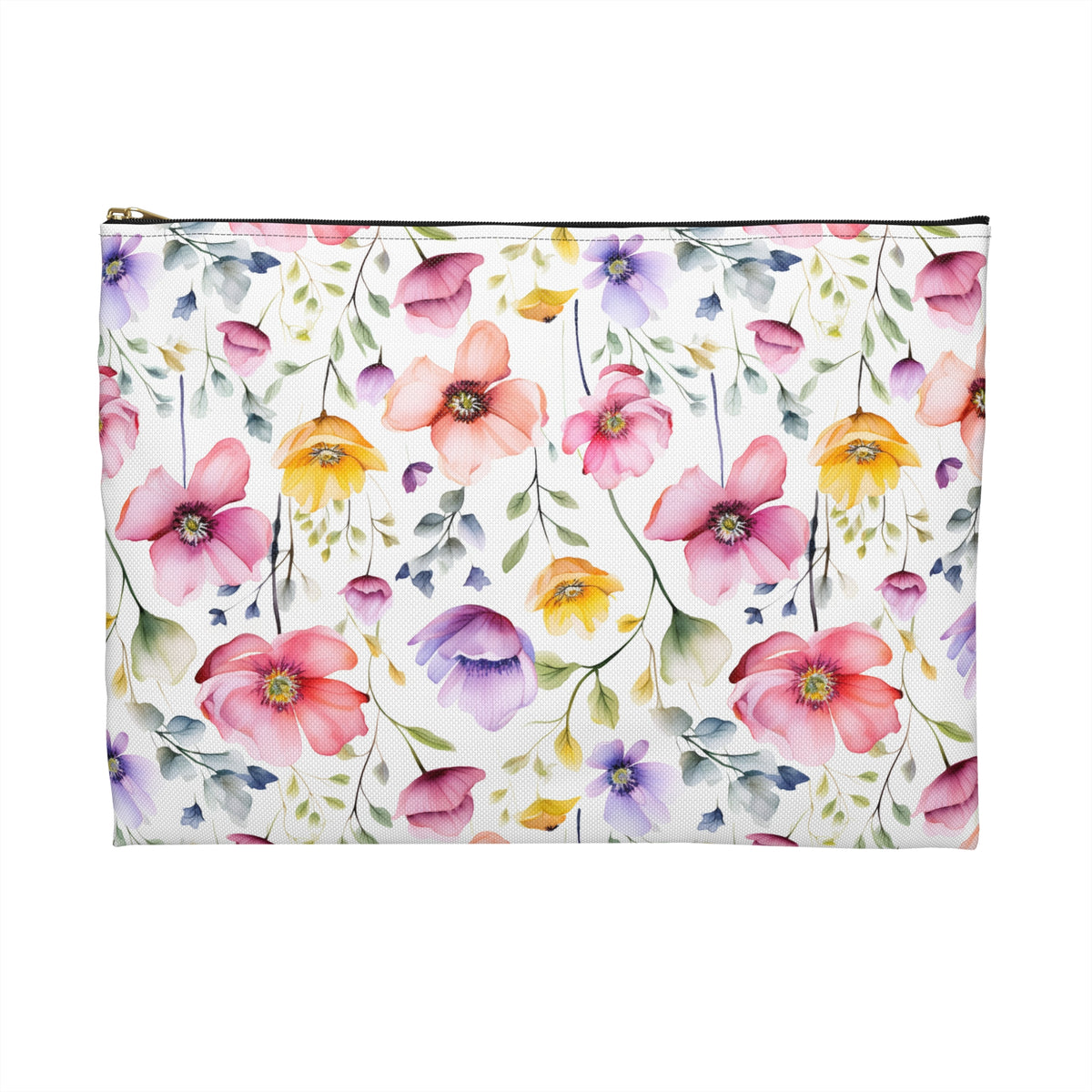 Colour Floral Pattern, Watercolour, Flowers, Accessory Pouch