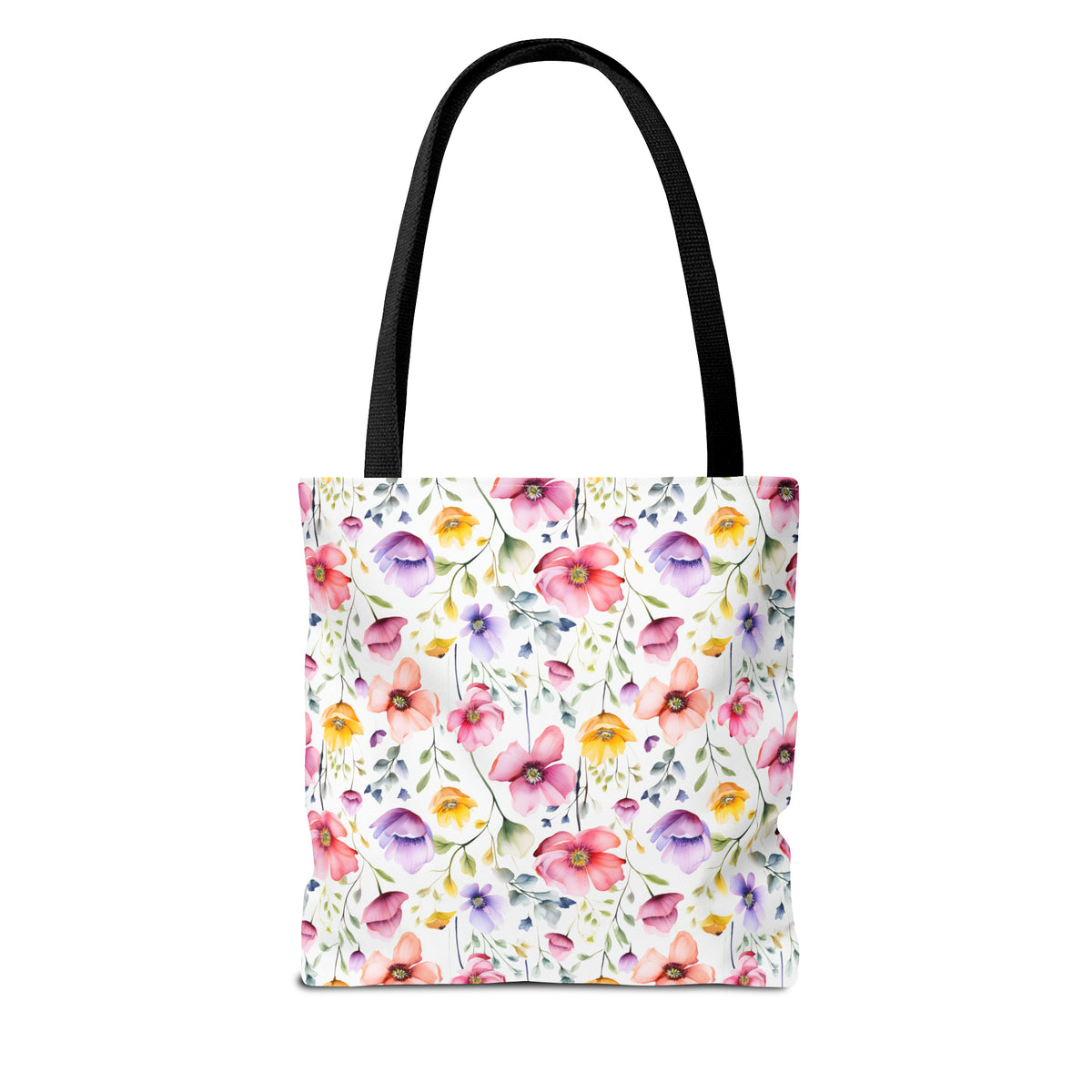 Colorful Floral Pattern, Watercolour, Flowers, Tote Bag (AOP)