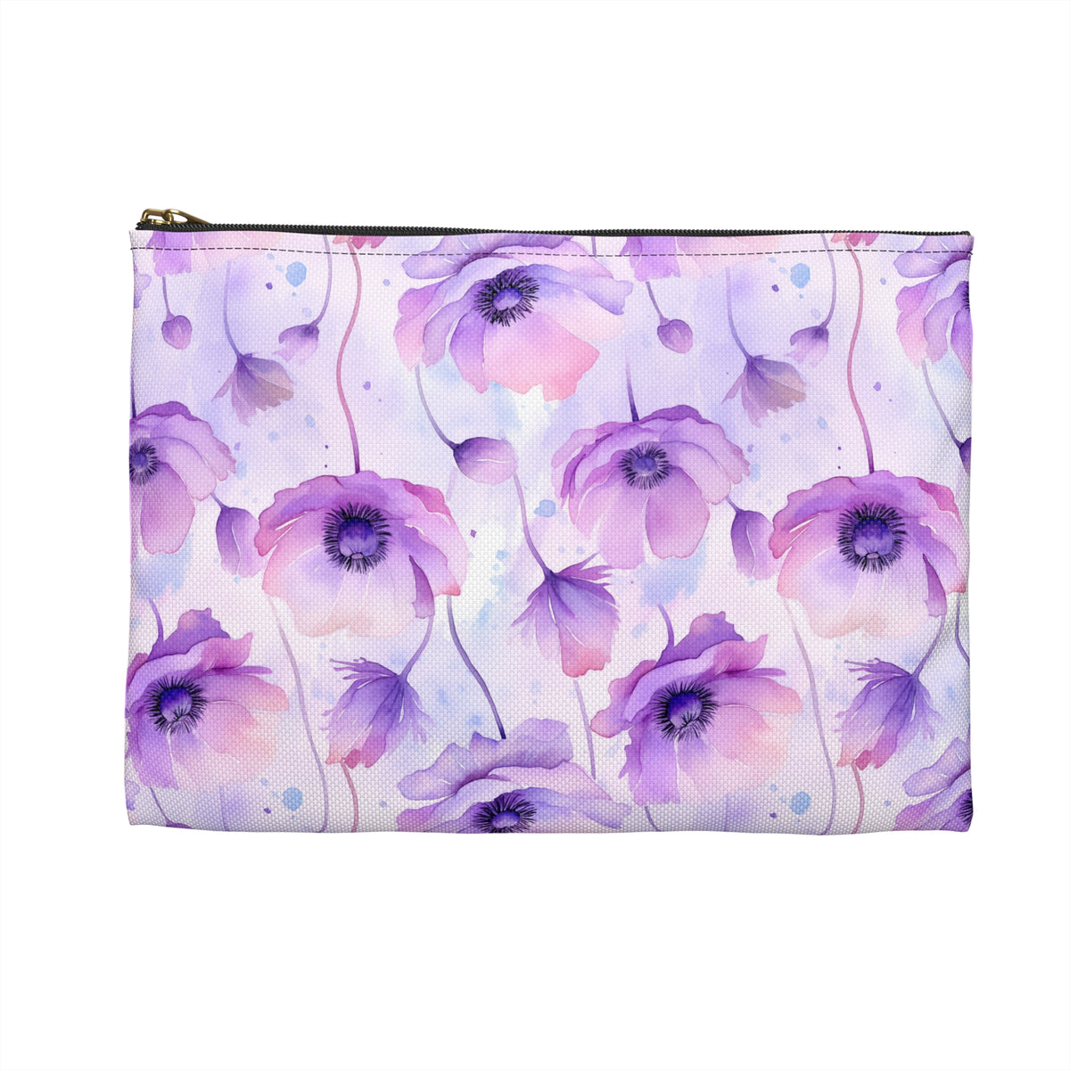 Purple Poppies Floral Pattern, Watercolour, Flowers, Accessory Pouch