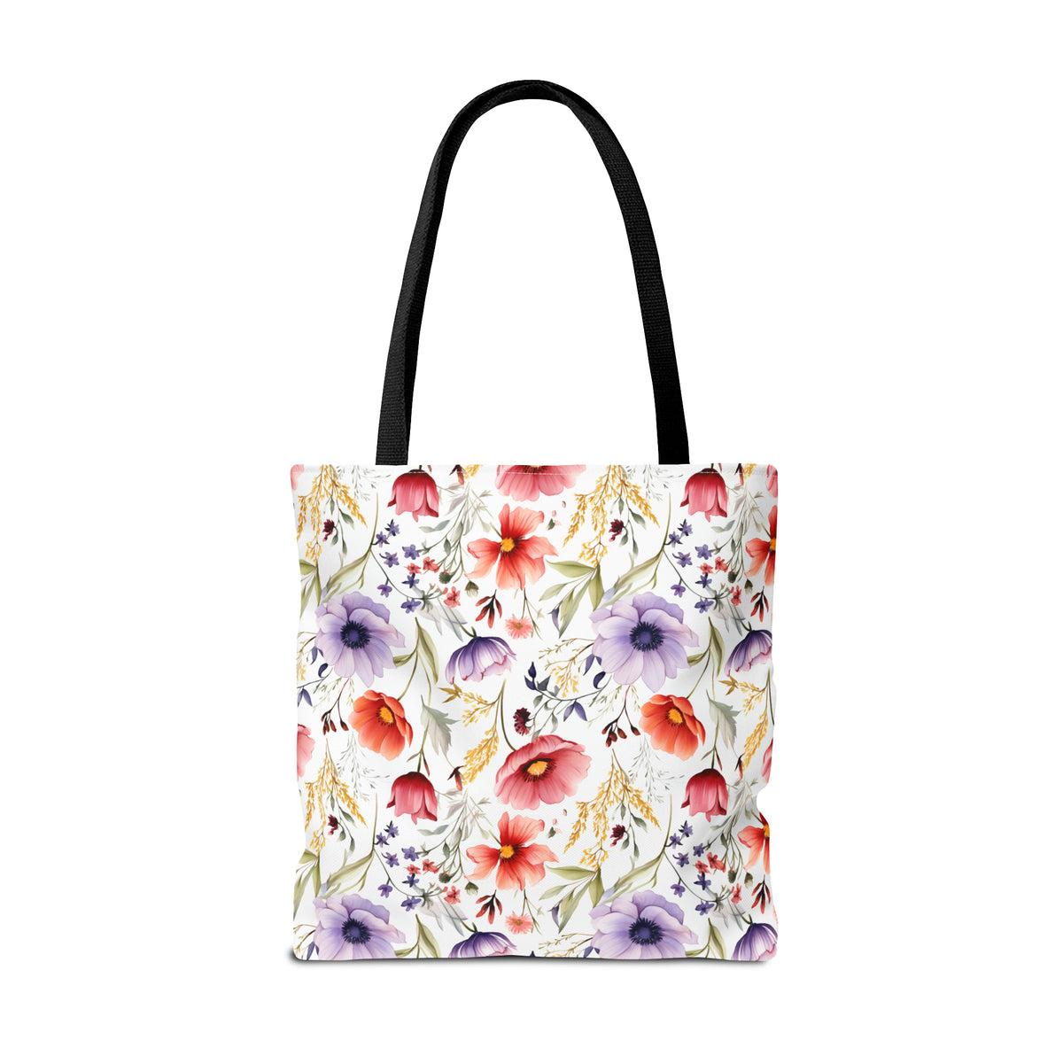 Colorful Floral Pattern, Watercolour, Flowers, Tote Bag (AOP)