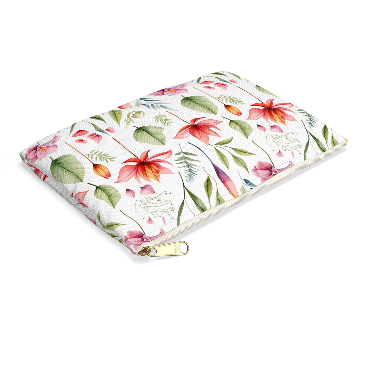 Red Botanicals Floral Pattern, Watercolour, Flowers, Accessory Pouch