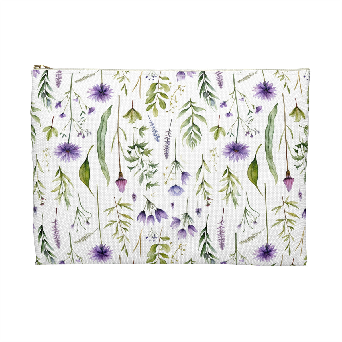 Purple Botanicals Floral Pattern, Watercolour, Flowers, Accessory Pouch